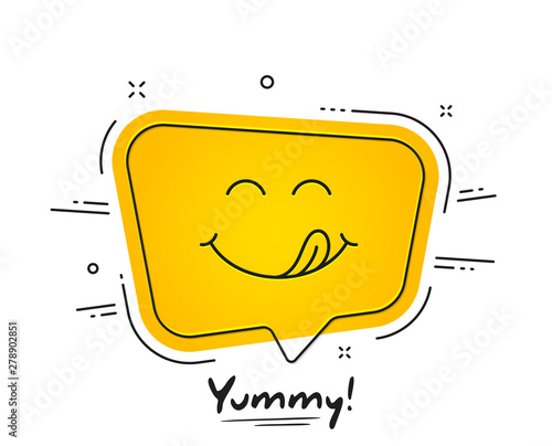 Fotomural Yummy smile emoticon with tongue lick mouth