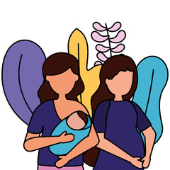 Sticker - pregnancy and maternity scene flat