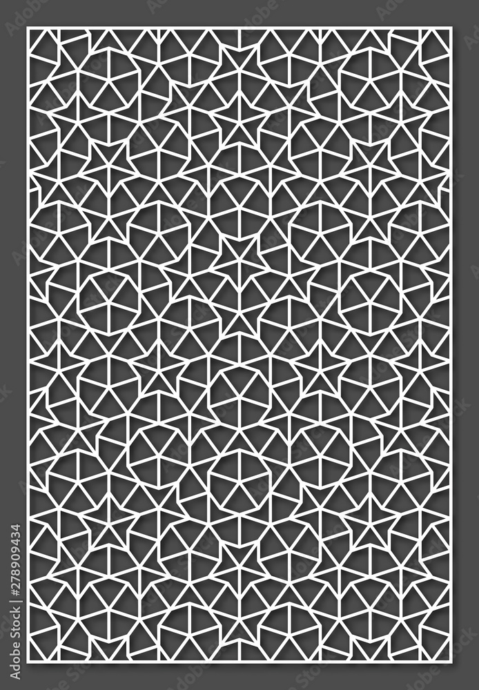 Laser cutting panel. A Penrose tiling. Vector geometric template. - obrazy, fototapety, plakaty 