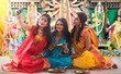 © IndiaPix - Three Bengali Women Doing Prepartion For durga Pooja with selfie