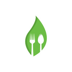 Sticker - fork and spoon logo template vector icon illustration design 