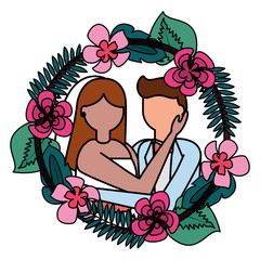 Sticker - bride and groom wreath flowers wedding day