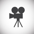 © Andre - Cinema camera related icon on background for graphic and web design. Simple illustration. Internet concept symbol for website button or mobile app.