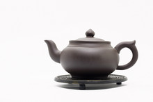 Traditional Chinese Teapot Made Of Issinclay Clay, Tea Ceremonion, Isolated On A White Background