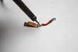 Soldering iron, tin, battery connector cable. soldering electronic cables