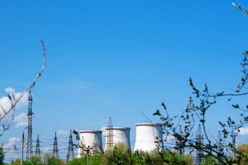 thermal power plant on a bright Sunny day in summer