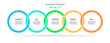 Business infographics. Timeline with 5 steps, options, circles. Vector template.
