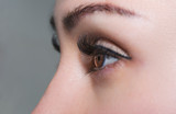 Fototapeta Panele - A beautiful insightful look woman eyes. Close up shot