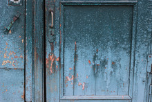 Old Wooden Door With Lock  Craquelure Cracked Paint