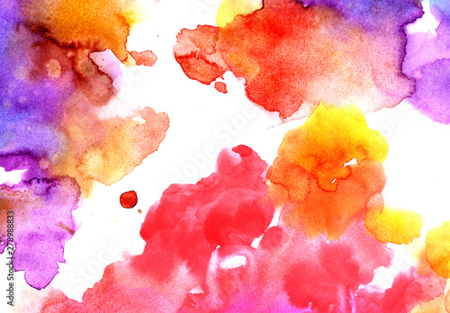 Abstract colorful watercolor background for graphic design, hand painted on p...