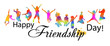 © Мария Неноглядова - Silhouettes of jumping multicolored friends. Happy Friends Day. Usable as greeting cards, posters, clothing, t-shirt for your friends. Vector illustration
