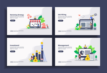 Wall Mural - Set of modern flat design templates for Business, marketing strategy, job hiring, investment, management. Easy to edit and customize. Modern Vector illustration concepts for business