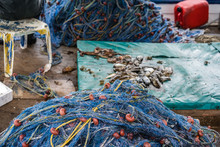 Pile Of Blue Fishing Nets