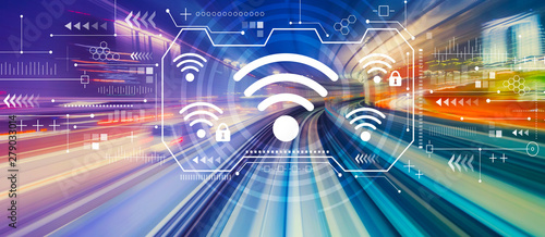 Fotomural Wifi with abstract high speed technology POV motion blur