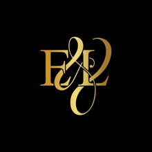 E & L / EL Logo Initial Vector Mark. Initial Letter E & L EL Luxury Art Vector Mark Logo, Gold Color On Black Background.