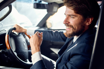 young man in a car