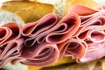 Bread sandwich with bologna. Typical Brazilian sandwich found in the municipal market of the city of São Paulo.