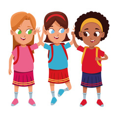 Sticker - childhood adorable students girls cartoon