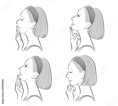 女性の横顔の表情イラスト Stock Vector Adobe Stock