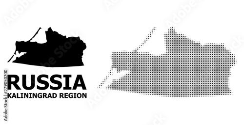 Cuadros en Lienzo Vector Halftone Pattern and Solid Map of Kaliningrad Region