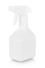 White Plastic Spray Bottle Isolated On White Background