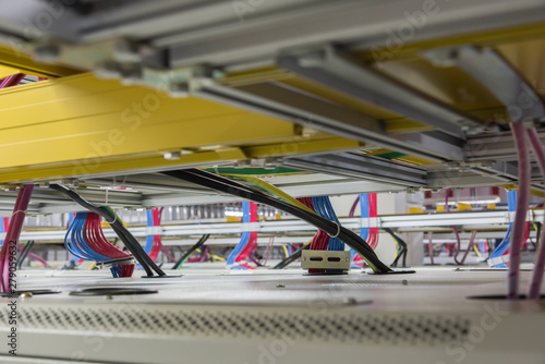 Close Up Of Cable Network Cable And Cable Tray At The Top Of