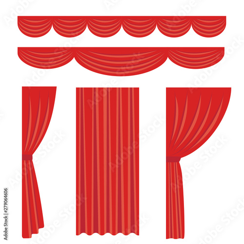 Fotomural Illustration set of red stage curtain
