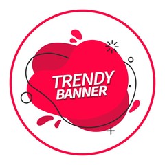 Wall Mural - Trendy Memphis style red banner for advertising, web and print design. Ready abstract shape for t-shirt design.