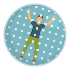 Poster - Boy in zorb icon. Flat illustration of boy in zorb vector icon for web design