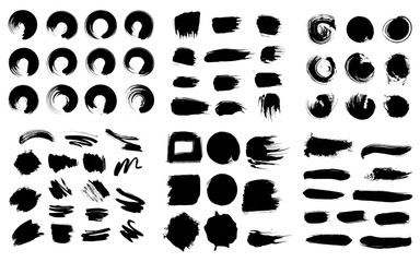 Wall Mural - korean, chinese, japanese ink brush strokes. collection of oriental design elements