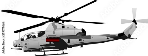 Fotomural Air force. Combat helicopter. Vector illustration