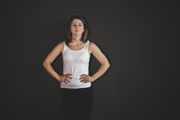 Psychology portrait of sad teen girl in room. Concept of young people life. 