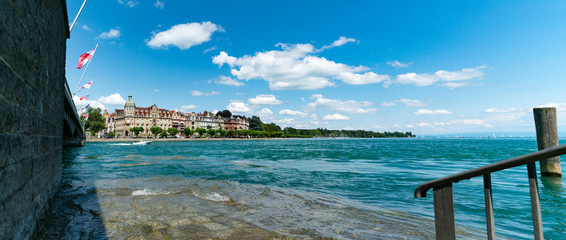 Sticker - panorama view of the old city of Konstanz in Germany with a great lakefront view on a beautiful summer day