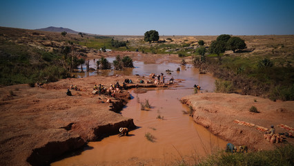 mining of gems, gold and sapphires. ilakaka ihosy district, ihorombe region, madagascar