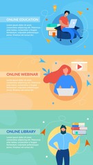 online education header banners set on color space