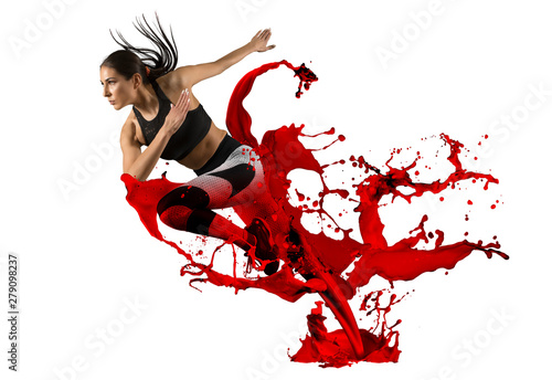 Sporty young woman running