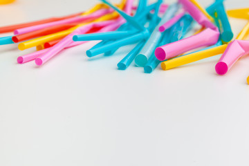 colored tubules for juice and cocktails  close up