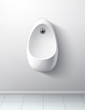 Vector Realistic Modern Toilet Room Handing Urinal