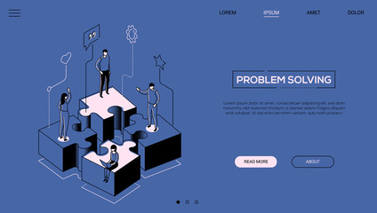 Wall Mural - problem solving - line design style isometric web banner
