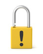 © Matthew Gilbert - 3d rendered yellow warning padlock on a white background.