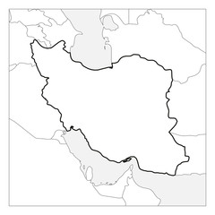 Wall Mural - Map of Iran black thick outline highlighted with neighbor countries