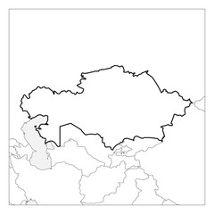 Naklejka na meble Map of Kazakhstan black thick outline highlighted with neighbor countries
