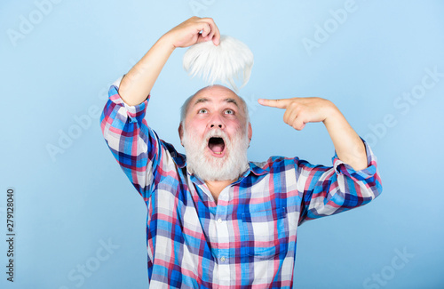 Health Care Concept Elderly People Bearded Grandfather Grey Hair
