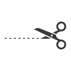 Poster - Black scissors cut line icon template color editable. Scissors cut line symbol vector sign isolated on white background. Simple logo vector illustration for graphic and web design.