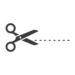 Poster - Black scissors cut line icon template color editable. Scissors cut line symbol vector sign isolated on white background. Simple logo vector illustration for graphic and web design.
