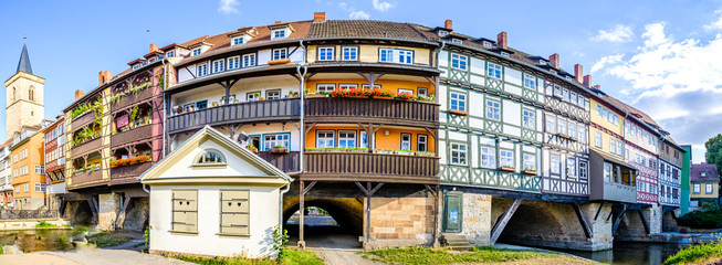 famous kramerbridge in erfurt - germany