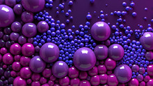 4k 3d Animation Of Spheres And Balls Colorful Rainbow In A Organic Motion Background. Top View Of Bubbles Colorful Paint 