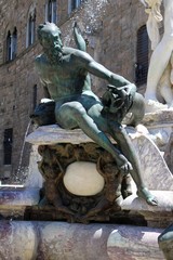 Wall Mural - A bronze figure of the Fountain of Neptune, Florence