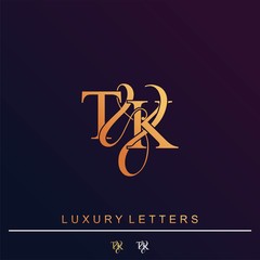 Wall Mural - T & K TK logo initial vector mark. Initial letter T & K TK luxury art vector mark logo.