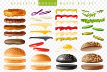 Realistic Burger Maker Big Transparent Background Set